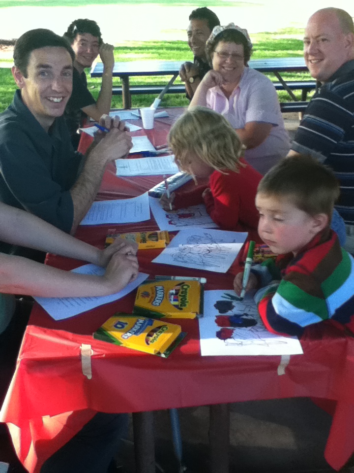 Children making halos and coloring angel pictures at The Last Archangel launch