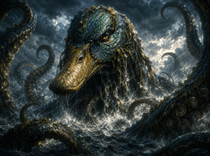 The Quacken, a colossal duck-headed sea monster