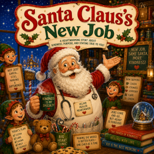 Santa Claus's New Job picture book cover by David Michaels.
